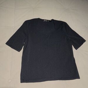 Dana Buchman Black Short Sleeve Sweater Knit Top XL NWOT